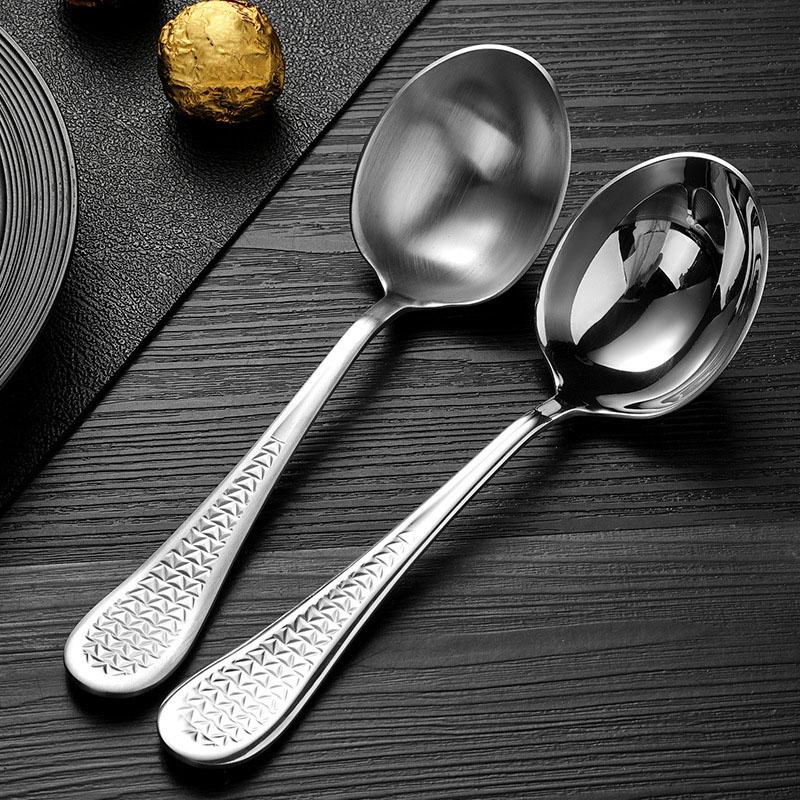 Hammered 304 Stainless Steel Soup Spoons Shell Luxury Mirror Polished Flatware Hot Pot Soup Ladle Home Kitchen Essential Tools
