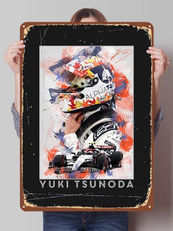 Yuki Tsunoda Racer Posters F1 Racing Metal Signs Decor for Room Decoration Custom Tin Plates for Wall Art Decoration Retro Home