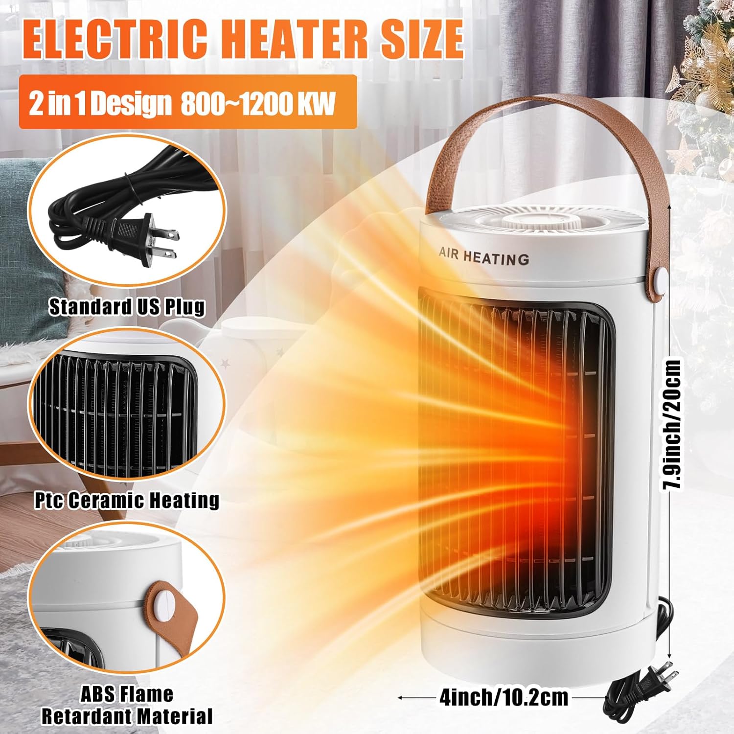 

2 Pcs 1200w Portable Space Heaters for Indoor Use 2 in 1 Fan and Heater Combo with Adjustable for Home Room Office United States