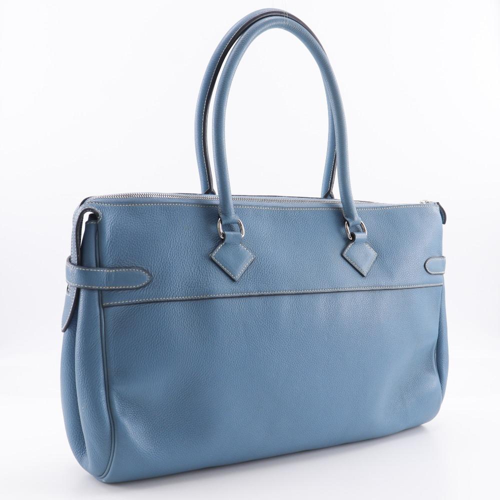 Hermes Atlas 42 Tote Bag Boston Bag Blue Gene SilverHardware Taurillon Clemence Unisex Used