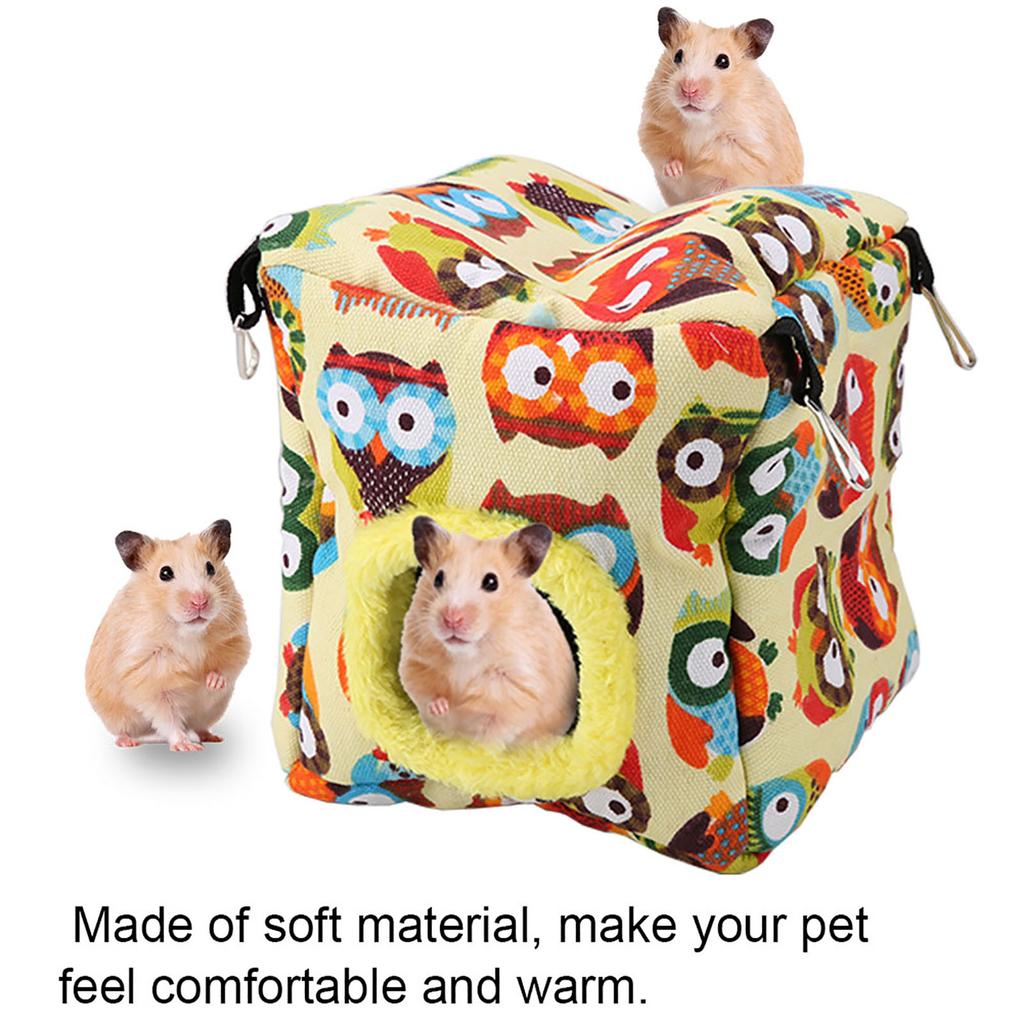 Warme Plüsch Vogel Hängehöhle Papageiennest Hängematte Hängender Wintervogelkäfig (L Eule)