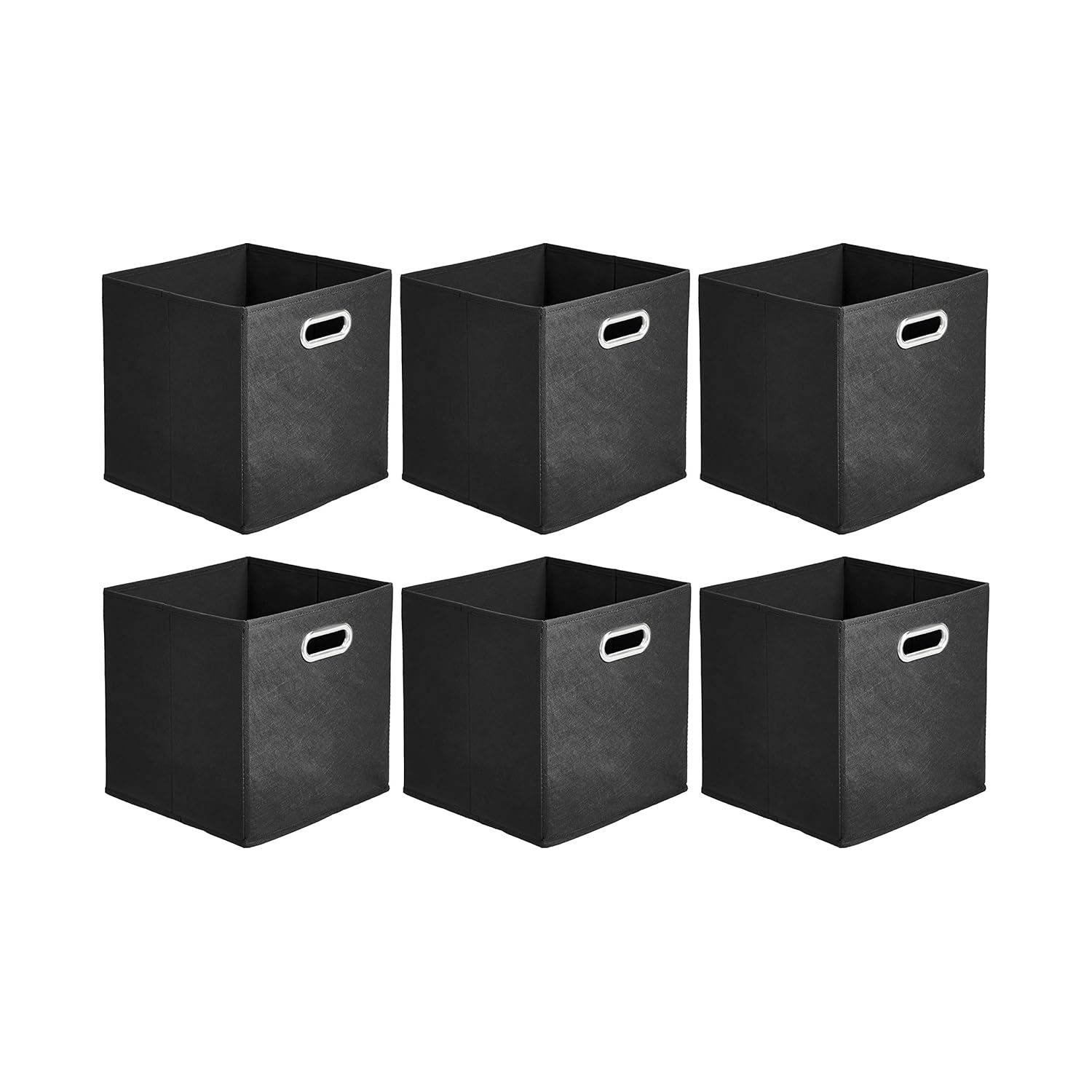 Basics Storage Box Folding Fabric Handles Black Set 6