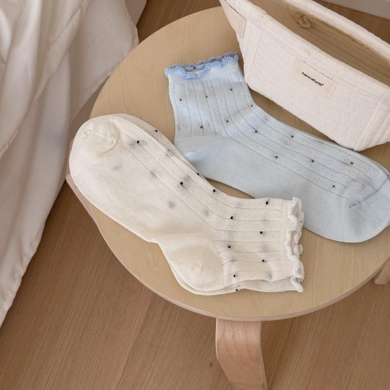 Summer Polka Dot Lace Short Socks, Sweet Socks, Women's Thin Breathable Boneless Socks