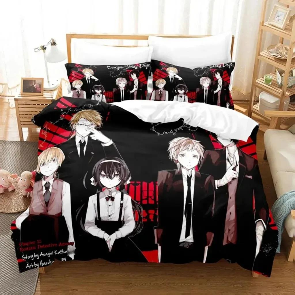 Comforter Anime Dazai Bungo Stray Dogs Bedding Set Boys Girls Twin Queen Size Bed Kids Adult Home Textile