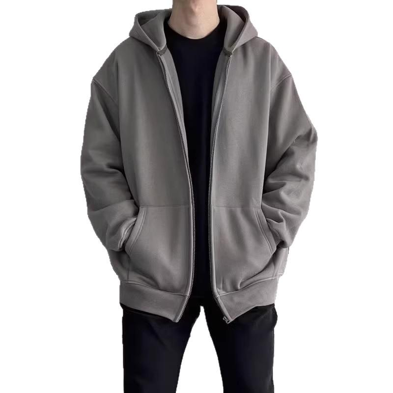 Men's Versatile Solid Color Zipper Cardigan Hoodie