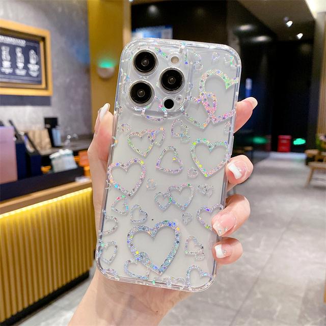 Luxusní galvanizovaný laserový pouzdro na telefon s leopardím potiskem a vzorem srdce pro iPhone 14 13 12 11 Pro Max 14plus Měkký IMD zadní kryt