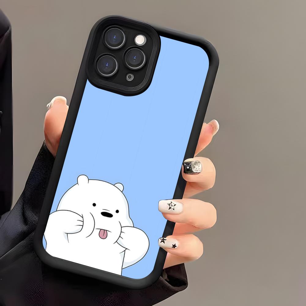 Ice Bear Phone Case For IPhone 17 Air 16 E 15 14 Plus 13 12 11 Pro Max Black Sky Eye Stepped Protective Case
