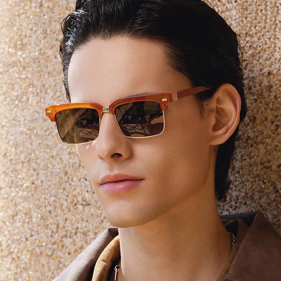 Luxury Brand Designer Retro Eyebrow Metal Frame Square Sunglasses Women For Men Sun Glasses Punk Popular Rivet Eyeglasses