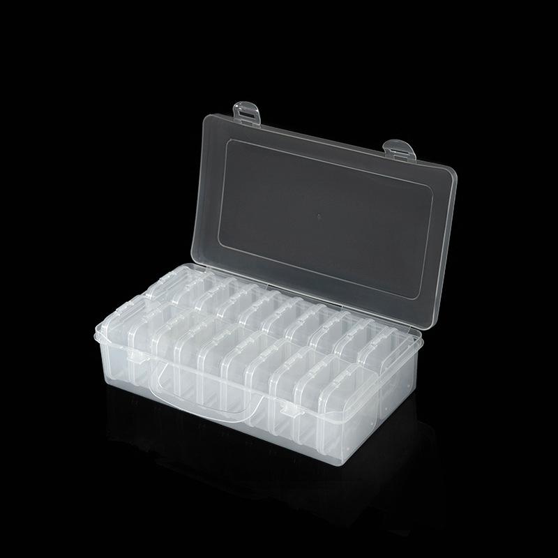 Set Box (20) Transparent Storage Box Handmade Rice Beads Diamond Painting Sealed Storage Box Independent Grid Plastic Box