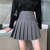 Women's High Waist A Line Pleated Mini Skirt Non Stretch Solid Color JK School Uniform Skirt Spring Sweet Elegant Casual Short Skirt