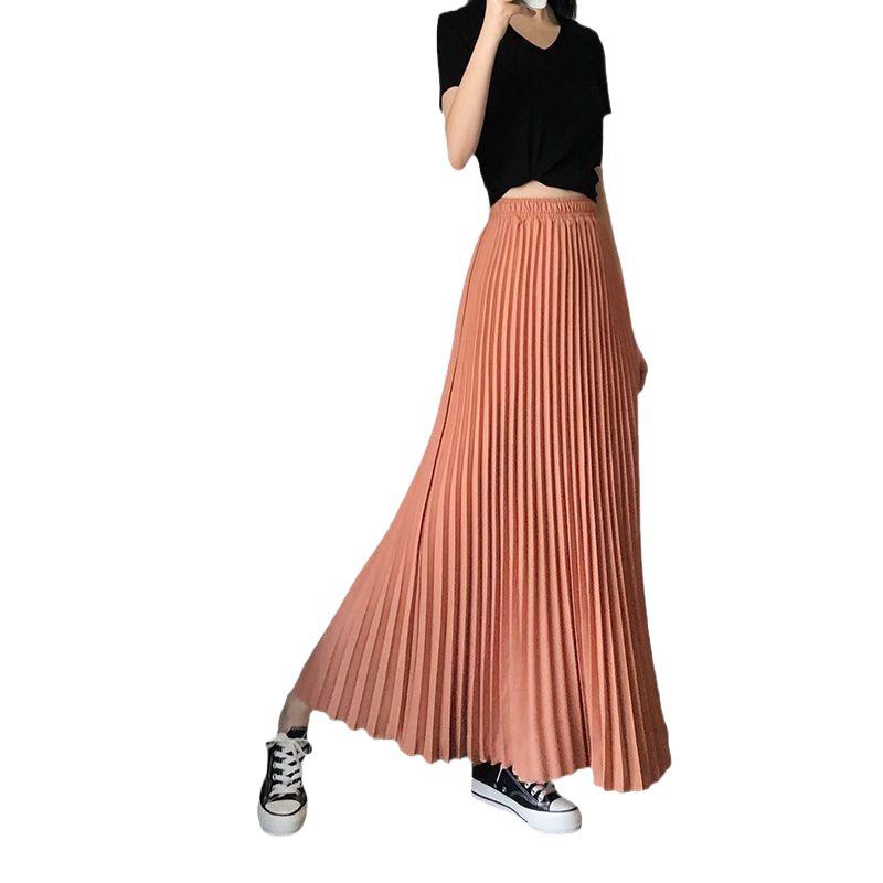 Bílá plisovaná midi sukně z šifonu s vysokým pasem - Délka ke kotníkům a zeštíhlující design