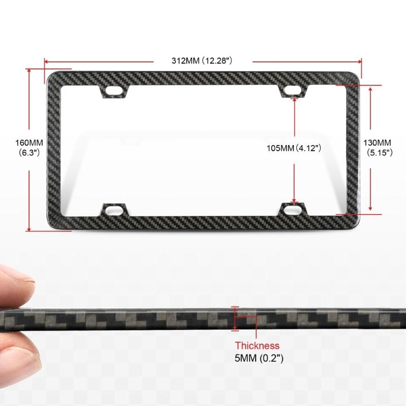 Carbon Fiber License Plate Frame Car License Plate Frame for Front & Rear 4 Hole License Plate Cover