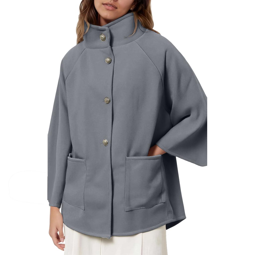 Fashionable Women's Casual Woolen Coat Single Breasted Cardigan Top For Women