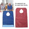 Adult Waterproof Mealtime Bib Double Layer Elder Dinning Clothes Protector Blue
