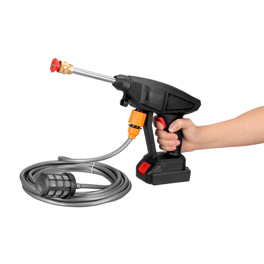 30BAR 120W Tragbare kabellose Hochdruck-Autowaschwasserpistole Haushaltswasserwaschreinigerpistole + Batterie