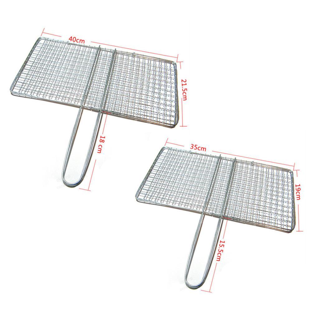 M/L Barbecue Grilling Basket Grill BBQ Net Steak Meat Fish Net Vegetable Silver Iron Mesh Clamp Barbecue Grilling Basket Grill