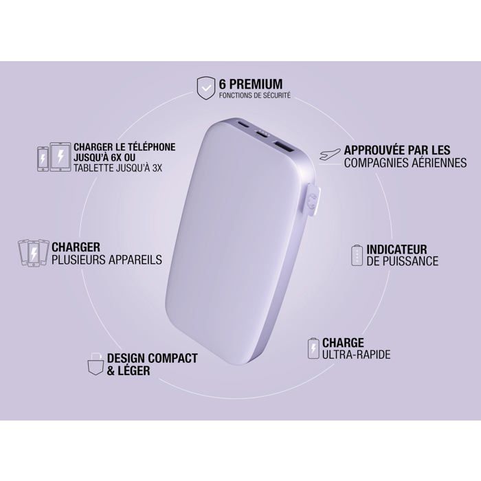 Batterie externe - fresh'n rebel - dreamly lila - 18000 mah - charge rapide - design compact