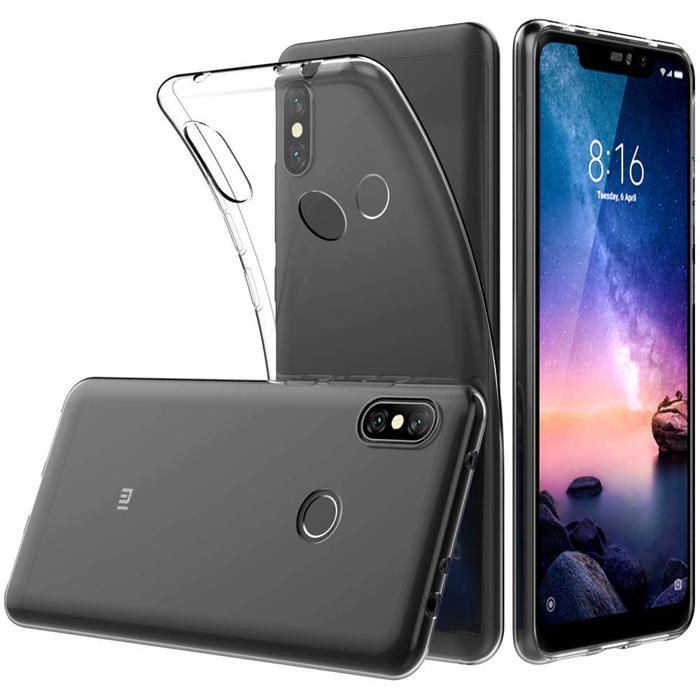 Coque et tour de cou pour Xiaomi REDMI NOTE 6 PRO - TPU Souple Transparent Cordon Noir réglable Phonillico®