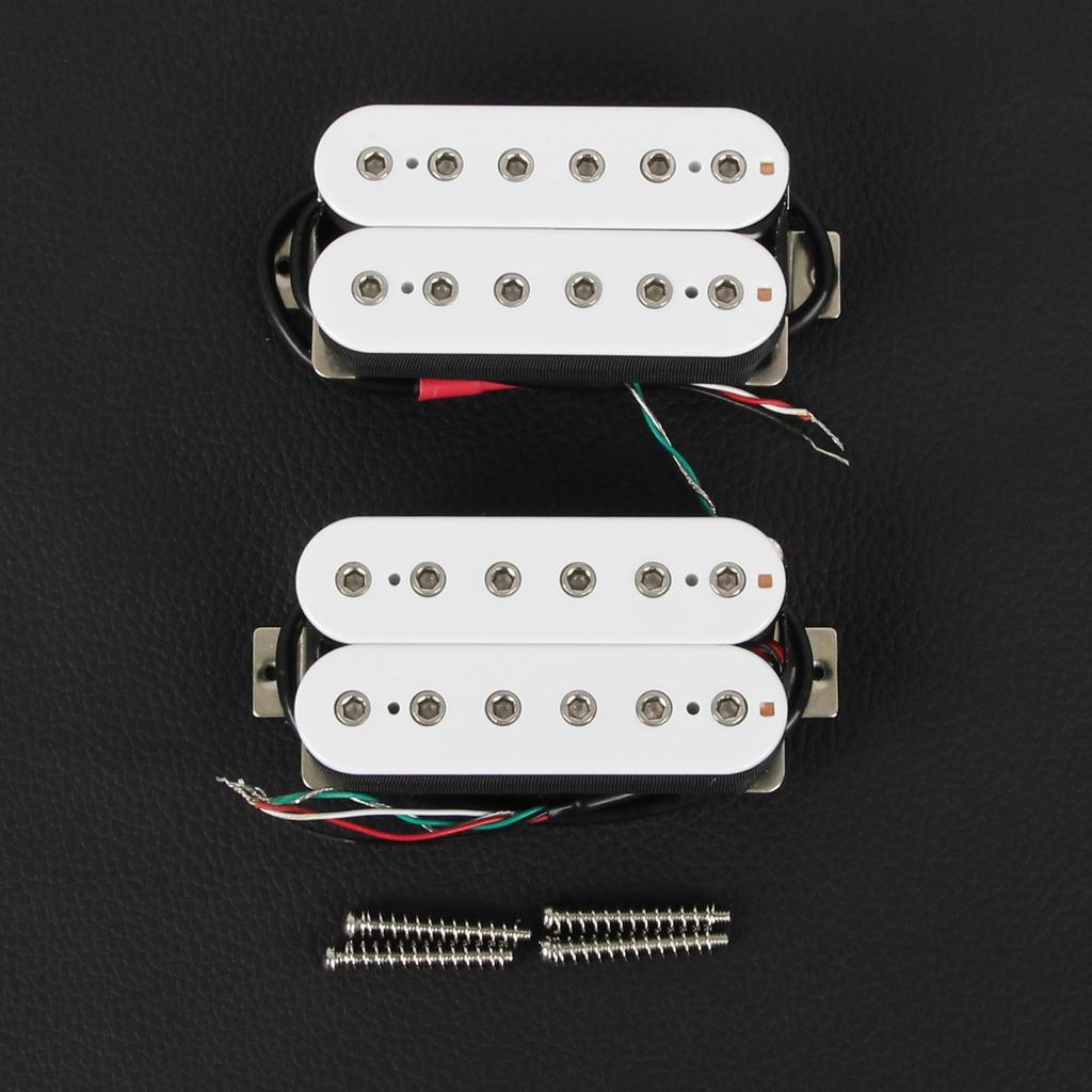 FLEOR Neck+Bridge Pickup Set Double Coil Humbucker Pickups for Electric Guitar Pickup Replacement-White