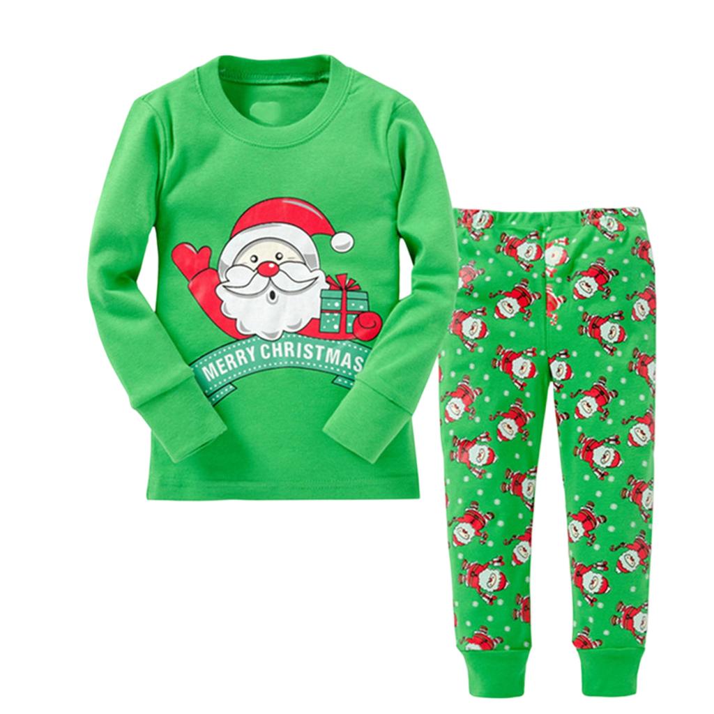 Children's Home Wear Pajamas Set Long-sleeved Tops And Long Pants Two-piece Coat Play Christmas Clothes