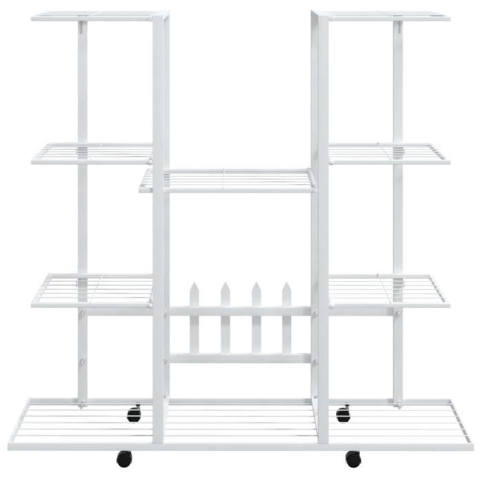 343122 vidaXL Planter with Wheels 94.5x24.5x91.5 Cm White Iron