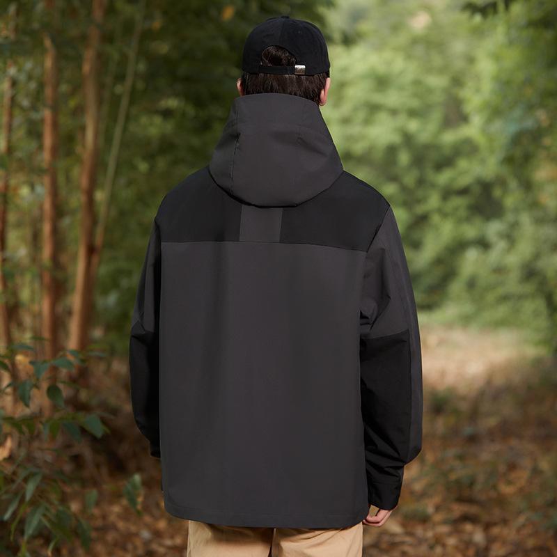 Spring and Autumn Couple Outdoor Splicing Contrasting Color Jacket Windproof Waterproof Loose Thin Men's and Women's Jacket