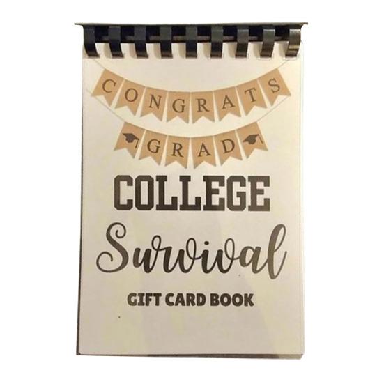 1Pc/2Pcs 16 Pages College Survival Gift Card Book College Students Birthday Gift Cards Organizer for High School Graduation Student Leaving Home Gifts