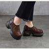 Johnature Thick Soled Height Increasing Genuine Leather Woven Sandals Hollow Breathable Women's Platform Shoes