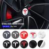 AKW1 4Pcs 56mm Hub Cap Logo Stickers - Waterproof Durable Wheel Center Decals for Model 3/Y/S/X Car Protector Accessories