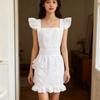 Maid Style Apron with Delicate Ruffle Edging Breathable Polyester Maid Costume Apron for Role Play and Daily Chores