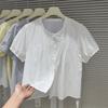 1116 Summer New Bubble Sleeve Shirt Women's Small Lace Splicing Bubble Sleeve Short Sleeve Top