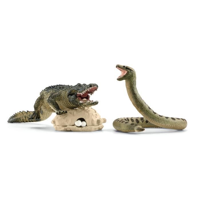 Coffret Duel Aligator/Anaconda, figurines animaux sauvages, Schleich 42559 Wild Life, Pour enfant dès 3 ans