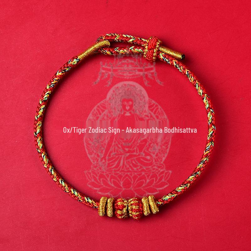 2026 Year of the Horse Zodiac Red String Bracelet with Micro-Carved Buddha Projection and Eight Guardian Deities