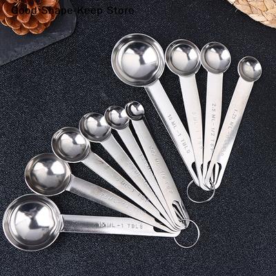 Set de 4/6/8 Cuillères à Mesurer en Acier Inoxydable avec Échelle Outils de Mesure pour la Cuisine et la Pâtisserie Cuillère Fouet Tasse pour la Cuisine