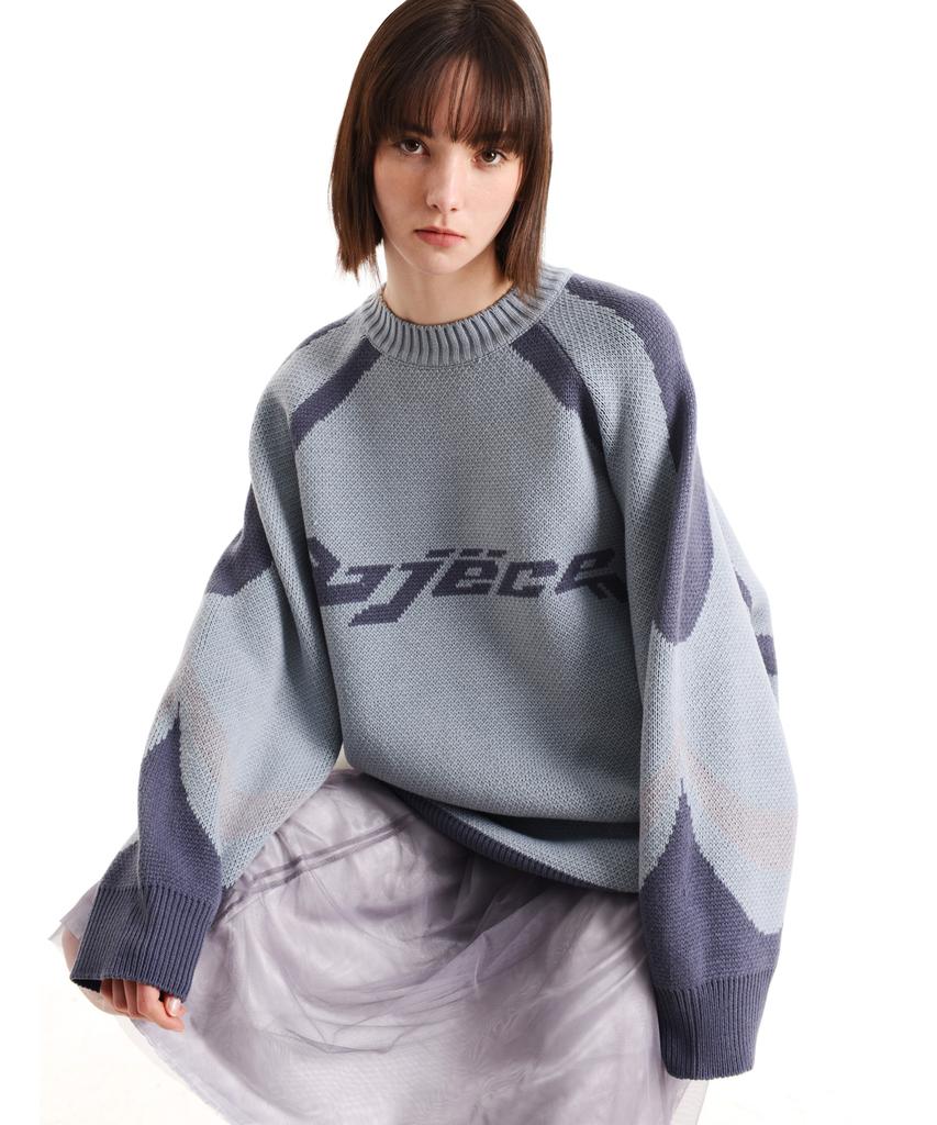 PEACE MAKER Piece Racing Knit Sweater (Grey)
