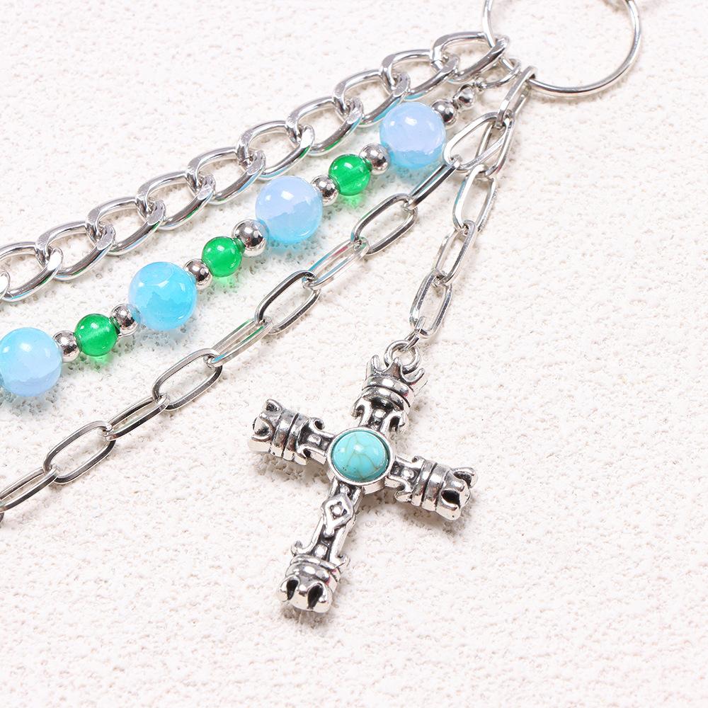 Vintage Cross Waist Chain Women's Hip-hop Chain Trouser Chain European and American Style Beaded Decorative Accessories Jeans Hanging Chain