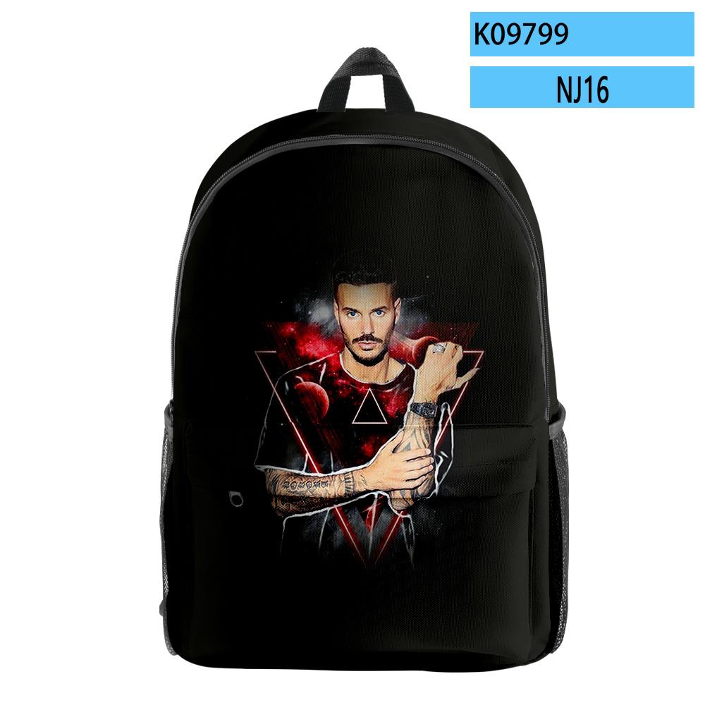Hip Hop Populair Harajuku M Pokora leerling Schooltas Notitieboek Rugzakken 3D Print Oxford Waterdicht Jongens/Meisjes Reisrugzakken
