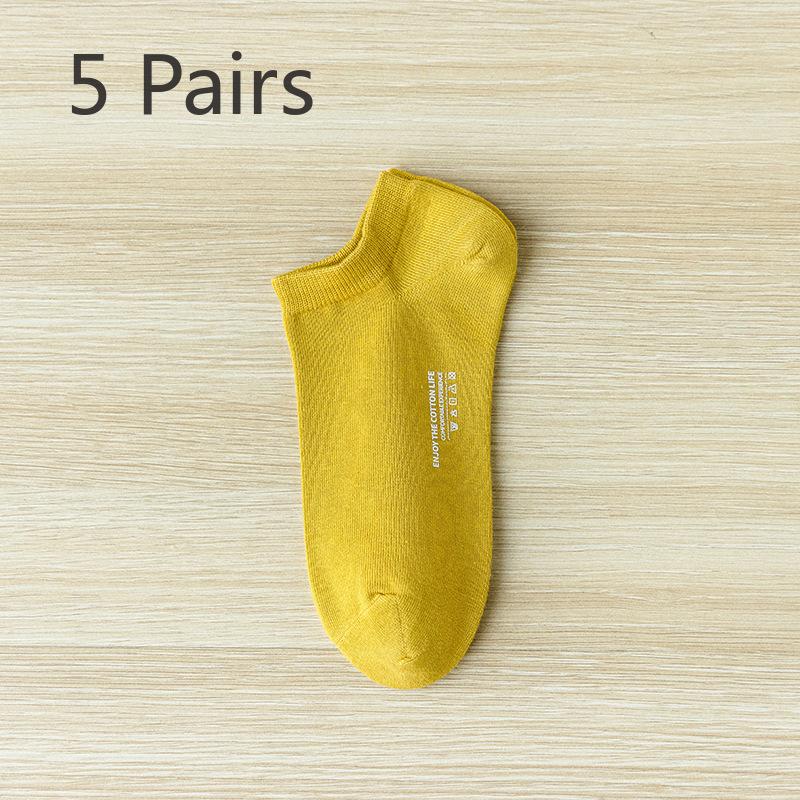 5 Pairs of Female Spring and Summer Thin Cotton Deodorant Sweat Shallow Mouth Socks