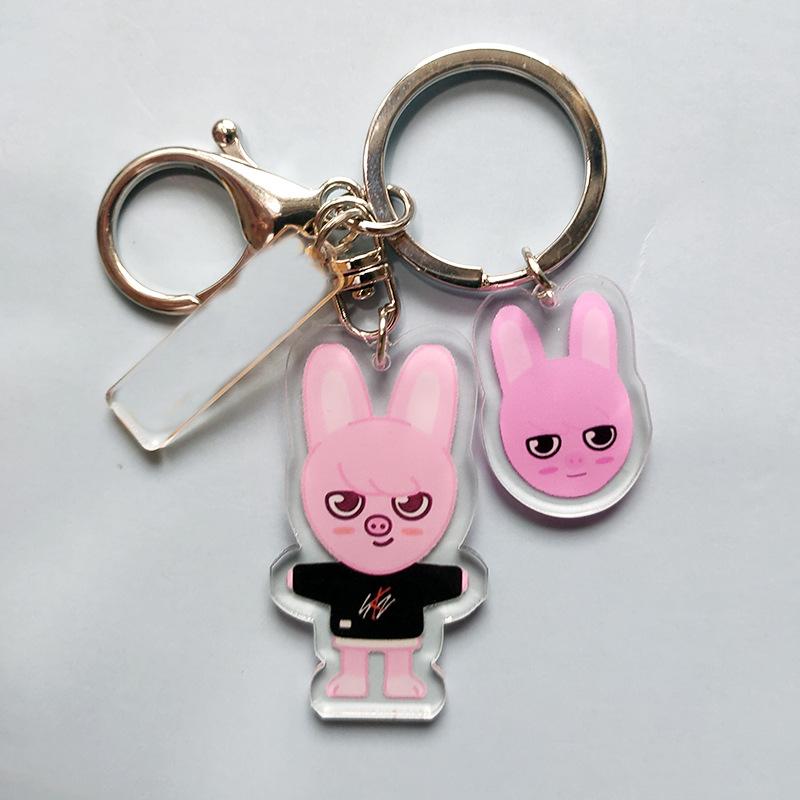 Stray Kids SKZOO Cartoon Double Sided Acrylic Keychain Cute Anime Character Keyring Bag Pendant Fan Merchandise Gift for STAY