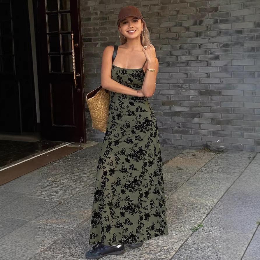 Retro Vacation Floral Halter Dress