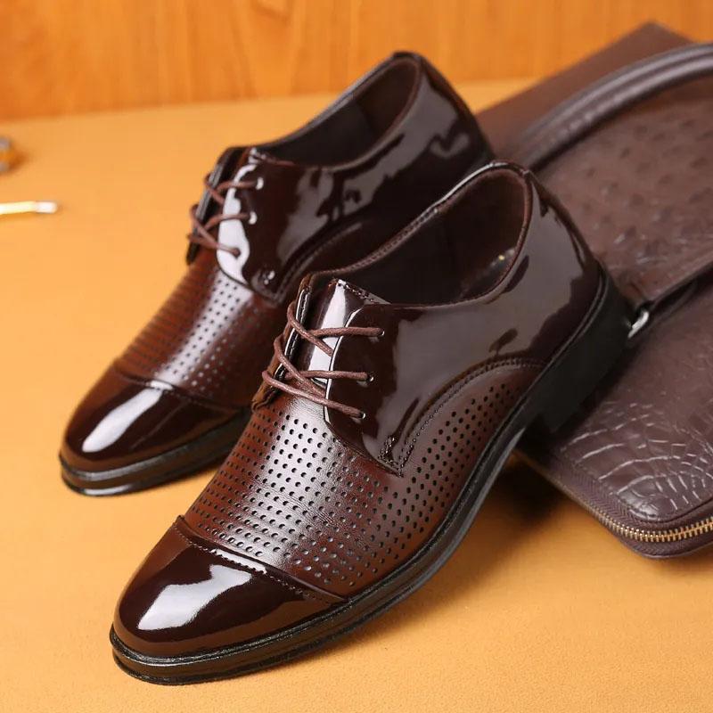 Men's Leather Shoes Summer Business Formal Wear High-quality British Style Sandals Hollow Leather Shoes Driving Shoes Wear-resistant Non-slip