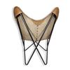 Comfortable Back Rest Living Room Butterfly Chair-Camel Color Folding Leather Armchair with Black Powder Coated Iron Stand