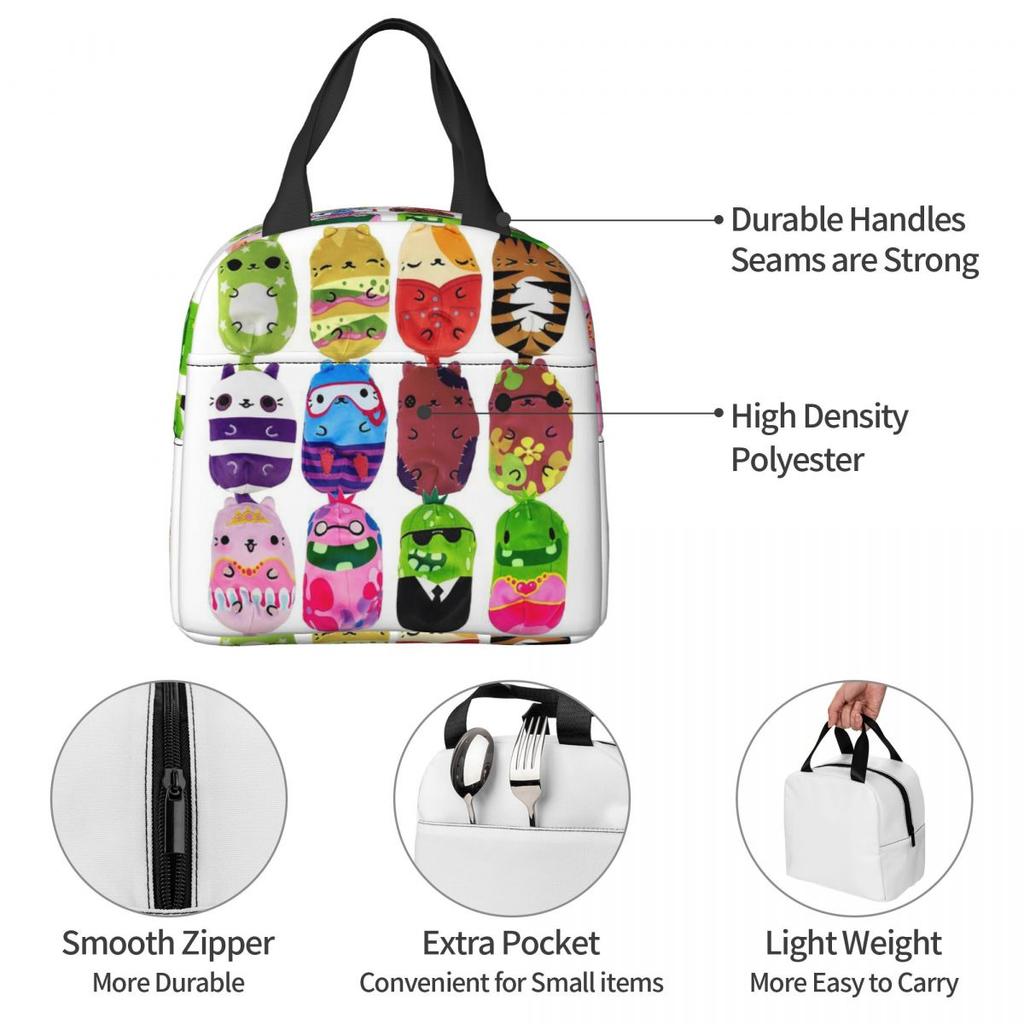 Cats Vs Pickles 12-Pack Insulated Lunch Bag for Women Children Portable Food Boxes Thermal Lunch Box Tote
