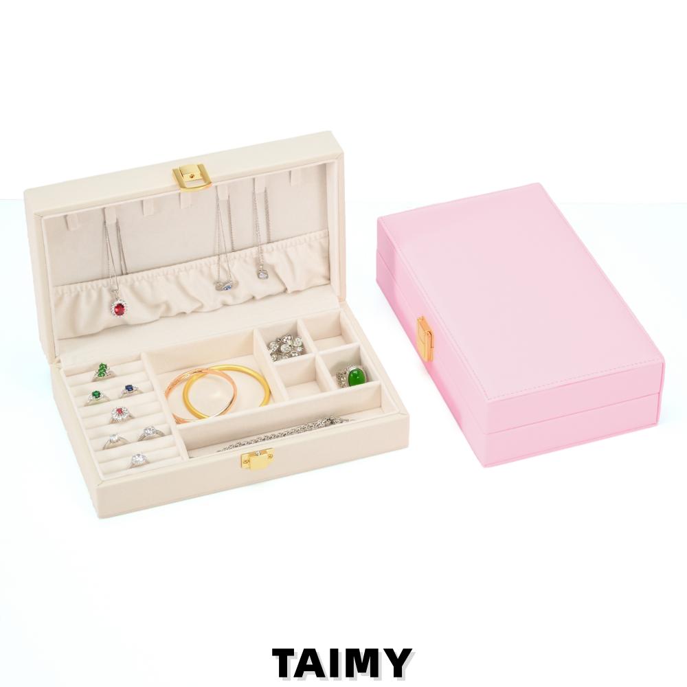 Custom Logo Luxury PU Leather Jewelry Boxes Portable Multi-grid Flip Top Jewelry Storage Box for Ring Necklace Earring