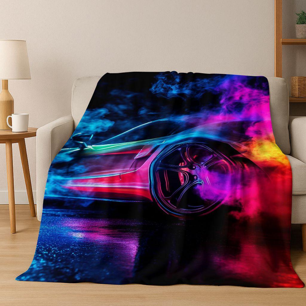 Future Concept Sports Car Racing Bike Art Flannel Blanket,Cozy Soft Throw Blanket for Home Bedroom Bed Sofa Picnic Cover Gift