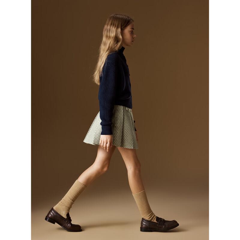 ELLE KIDS Girls' Houndstooth Pleated High-Waist Skirt