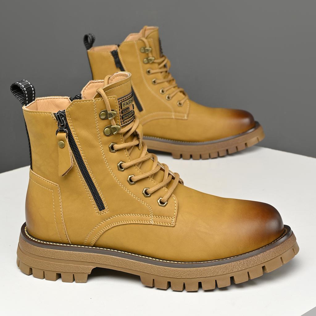 Winter Plush Snow Mens Ankle Boots All Seasons Motorcycle Boots High Top Casual Leather Shoes Handmade Male Botas Warm Trainers