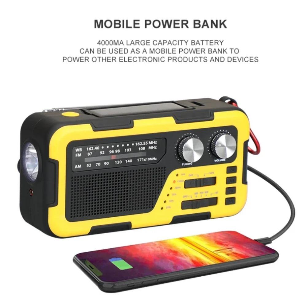 Emergency Weather Radio 2000mAh Rechargeable Battery Portable Hand Crank Solar Weather Alert Radio AM/FM/NOAA Channel