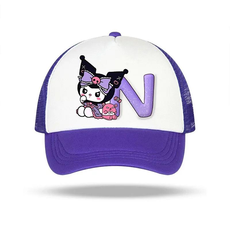 Kuromi Girls Baseball Caps English Letters Cartoon Hat Children Casual Hat Cute Sanrios Adjustable Peaked Cap Kids Birthday Gift