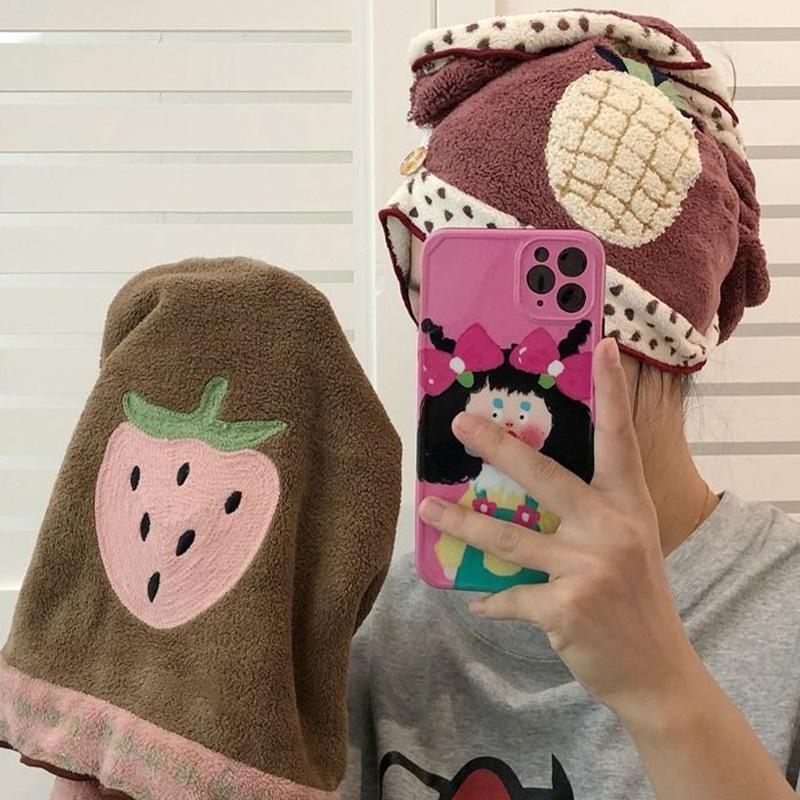 Gorro de Baño para Mujer de Secado Rápido Super Absorbente con Bordado Lindo